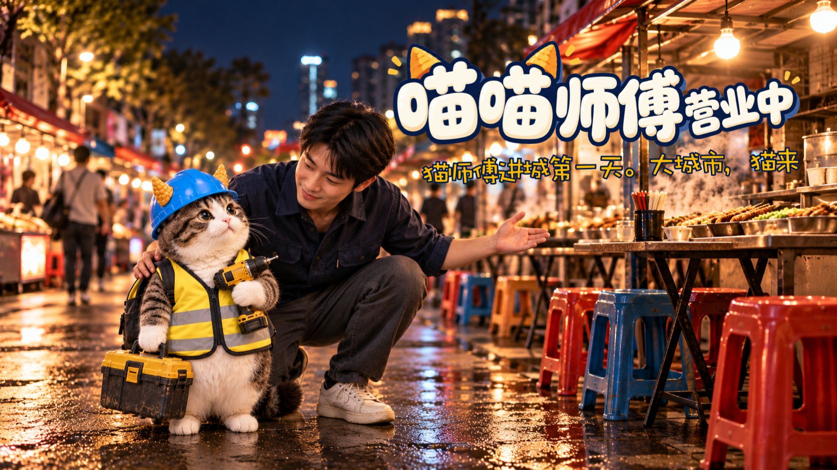 猫师傅进城第一天,没钱住店却遇见了一群好人